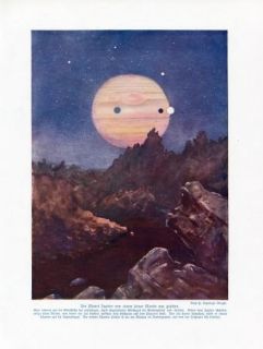C1900 Jupiter Planet Astronomy Antique Litho Print w Bolsche