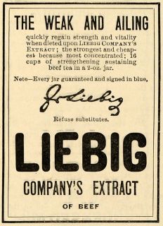 1899 Ad Liebig Beef Extract Tea Food Seasoning Dinner   ORIGINAL