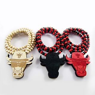 USD $ 5.89   Bull Head Pattern Wooden Necklace,