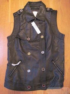 Romeo Juliet Black Faux Leather Motorcycle Vest Blazer Jacket Size M $