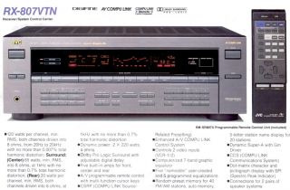 JVC RX 807V Dynamic Super A Surround Home Theatre Audio Receiver Works