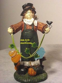 Scarecrow Figure Leaves Vine Fall Pumpkins Watering Can