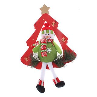 USD $ 12.79   Knitted Hatted Snowman Pine Red Christmas Tree Ornament