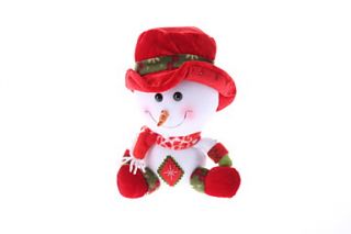 23cm 9 Lovely Flush Rode Gebreide Hatted Sneeuwman met sjaal Ornament