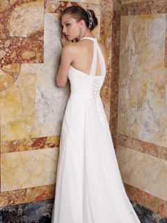 Elegant White Ivory Chiffon Beach Dress Bridal Gown Evening DRESS6 8