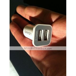 Dual port USB Car Charger for iPhones and iPads (White)