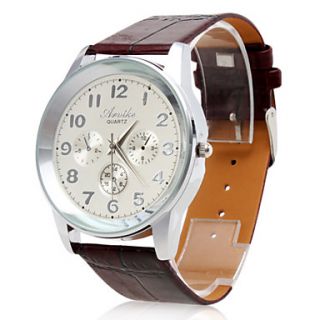 Mennenes vanntett PU analog kvarts håndleddet watch gz0009017 (brun