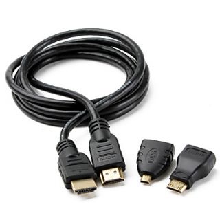 High Speed HDMI Cable with Mini HDMI and Micro HDMI Interfaces (1.5m)