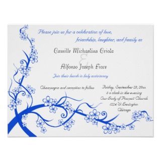 Royal Blue Floral Wedding Invitation