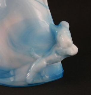 Kanawha Blue Slag Glass Lady with Dog Figurine 933