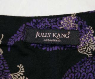 Womens Jully Kang Floral Black Purple Dress Small S