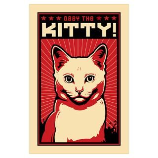 Wall Art  Posters  Obey the Kitty White Cat Poster