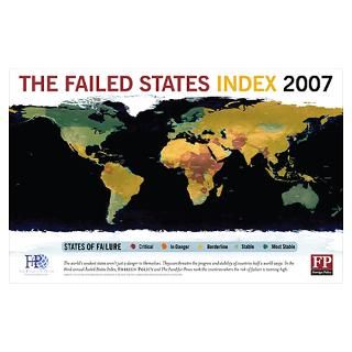 Wall Art  Posters  Failed States Index 2007 map (large) Poster