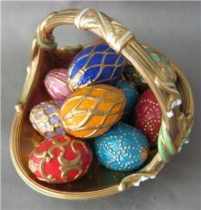 Faberge Franklin Mint Exquisite Porcelain Spring Basket with Ten
