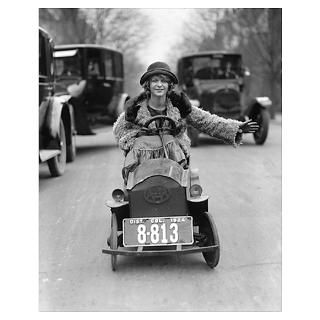 Flapper Girl Driving Pedal Car, 1924. Poster