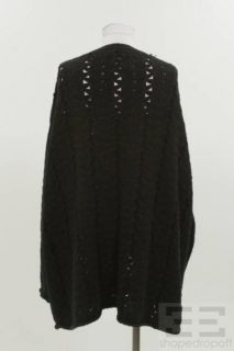 Donna Karan Collection Black Open Knit V Neck Sweater Size M L
