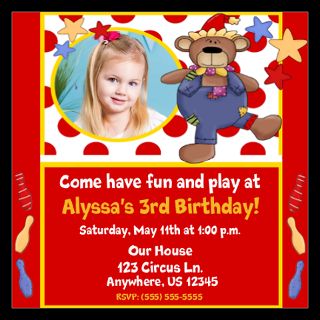 Baby Flat Cards  Circus Kids Birthday Invitation 5.25 x 5.25 Flat C