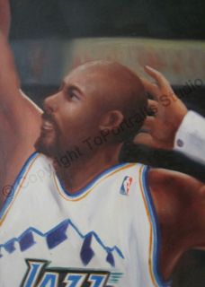 Karl Malone Utah Jazz Signature Dunk   Original NBA Oil Painting on