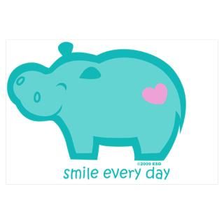 Wall Art  Posters  Smile Hippo Poster