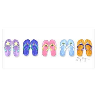 Wall Art  Posters  5 Pairs of Flip Flops Poster