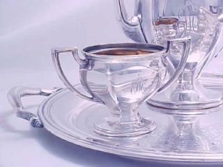 Elegant Gorham Silver Art Deco Style Tea Set w Tray 1920s Excellent