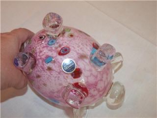 Murano Venetian Italian Art Blown Glass Pink Pig Millifiori Baby Gift
