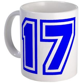 17 Gifts  17 Drinkware  Varsity Uniform Number 17 (Blue) Mug