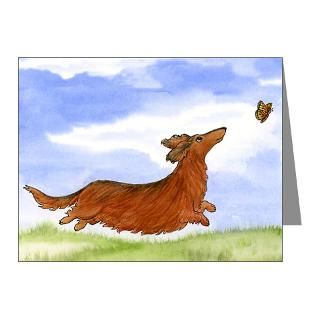 Art Note Cards  Longhaired Dox and Butterfly Note Cards (Pk of 10