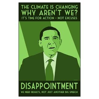 Large Climate Protest Green Obama Poster  Liberals Against Obama