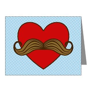 Funny Note Cards  Moustache Valentine Heart Note Cards (Pk of 10