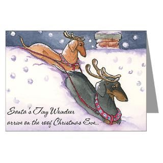 Antlers Greeting Cards  Dachshund Reindeer Christmas Cards (20