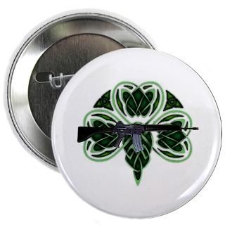  1916 Buttons  IRA Celtic Shamrock and AR 18 rifle 2.25 Button