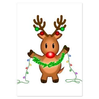 Animal Gifts  Animal Invitations  Merry Rudolph 3.5 x 5 Flat