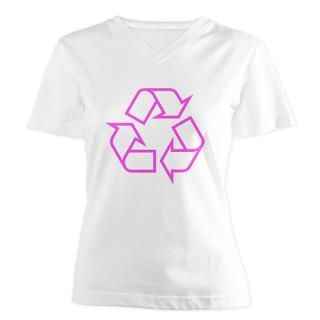 pink recycle women s v neck t shirt $ 17 77
