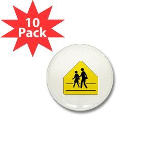 School Crossing Sign   Mini Button (10 pack)