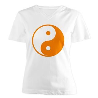 orange yin yang women s v neck t shirt $ 17 77