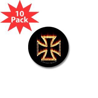 Flames Iron Cross 2.25 Button (100 pack)