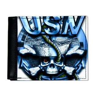 Chief Gifts  Chief Wallets  USN Skull Navy Anchor Blue Mens