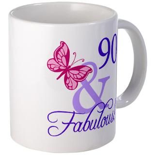 90 Gifts  90 Drinkware  90th Birthday Butterfly Mug