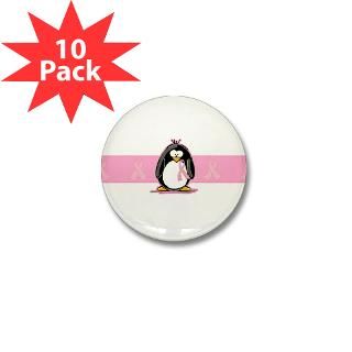 Pink Ribbon Penguin 3.5 Button (100 pack)