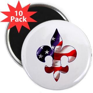 Fleur de lis Stars & Stripes 2.25 Magnet (10 pack