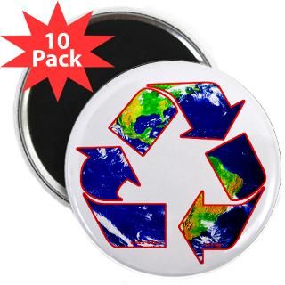 Recycle Logo Earth nw   2.25 Magnet (10 pack)