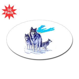 Howling Wolf Rectangle Sticker 10 pk)