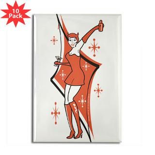 Martini Pinup Girl Rectangle Magnet (10 pack)