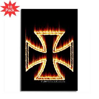 Flames Iron Cross Rectangle Magnet (10 pack)