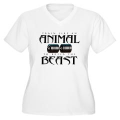 TRAIN LIKE AN ANIMAL Womens Plus Size V Neck T Shirt