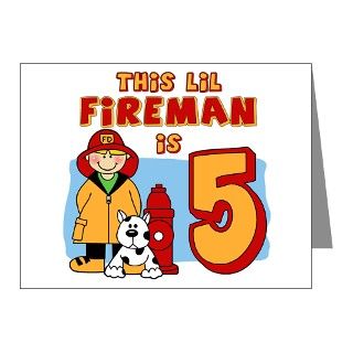 5Th Birthday Note Cards  Fireman 5th Birthday Invitations (Pk of 10