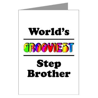 Worlds Grooviest Step Brother Greeting Cards (Pk for