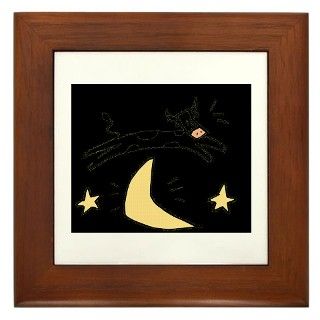 Cow jumps over the moon Framed Tile by 805_DesignCo