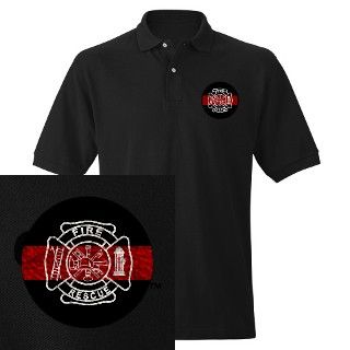 911 Gifts  911 Polos  Firefighter Thin Red Line Mens Polo